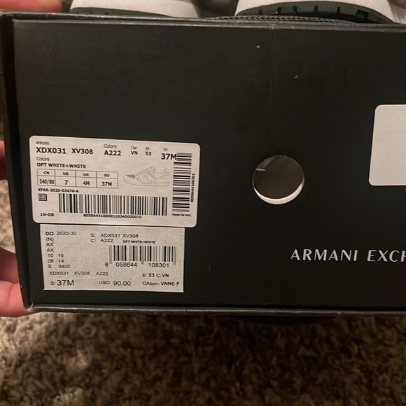 ARMANI EXCHANGE  Low cut sneakers  WHT XDX031 XV308 AX Logo Lace up - Picture 6 of 11